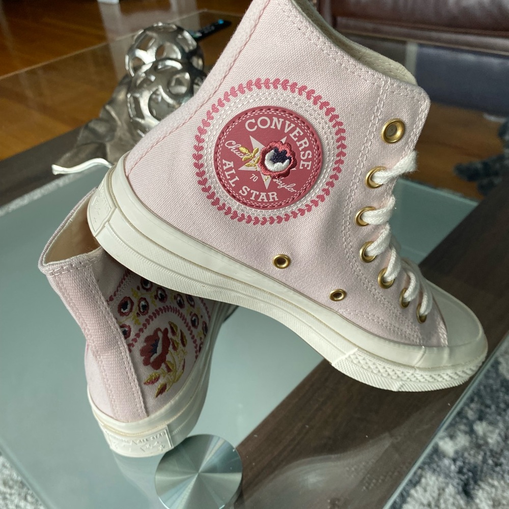 Converse Chuck 70 Light Pink High-Tops with Embroidered Detail